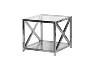 Artisan Home Interiors - Square Glass and Steel End Table