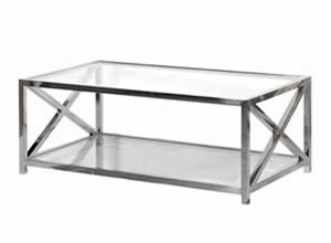 Artisan Home Interiors Large Glass and Steel Coffee Table