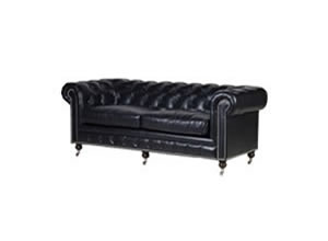 Artisan Home Interiors Black Leather 3 Seater Chesterfield