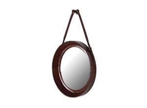 Artisan Home Interiors Jaipur Leather Round Hanging Mirror