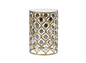 Artisan Home Interiors Hazeal Trelis Gold Cylindrical Mirror Table