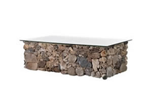 Artisan Home Interiors Rectangle Driftwood Coffee Table with Glass Top