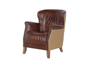 Artisan Home Interiors Brown Leather Armchair with Buttons