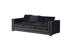Artisan Home Interiors Black Velvet Gold Studded Sofa