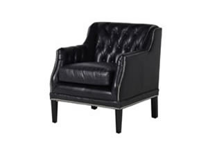 Artisan Home Interiors Black Buttoned Back Leather Chair