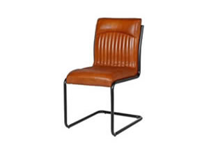 Artisan Home Interiors Vintage Brown Leather and Metal Frame Chair
