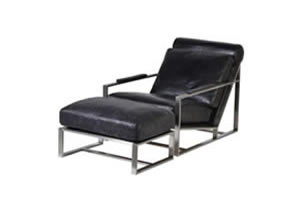 Artisan Home Interiors Black Leather Recliner with Footstool