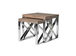 Artisan Home Interiors Wood/Steel Nest of 2 Tables