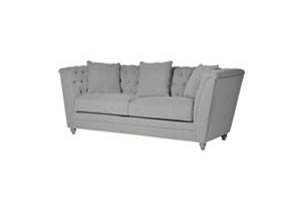 Artisan Home Interiors Grey Buttoned 3 Seater Box Sofa