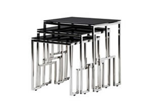 Artisan Home Interiors Set of 3 Black/Silver Nest of Tables