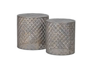 Artisan Home Interiors Set of 2 Cylindrical Iron End Tables