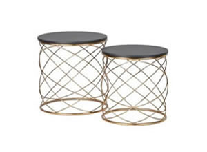 Artisan Home Interiors Set of 2 Gold Loops End Tables