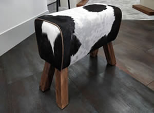 Artisan Home Interiors Dark Brown & White Cowhide Footstool